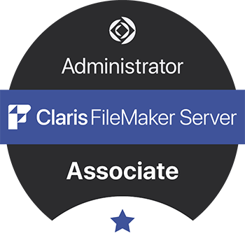 Badge de certification pour Claris FileMaker Server Associate