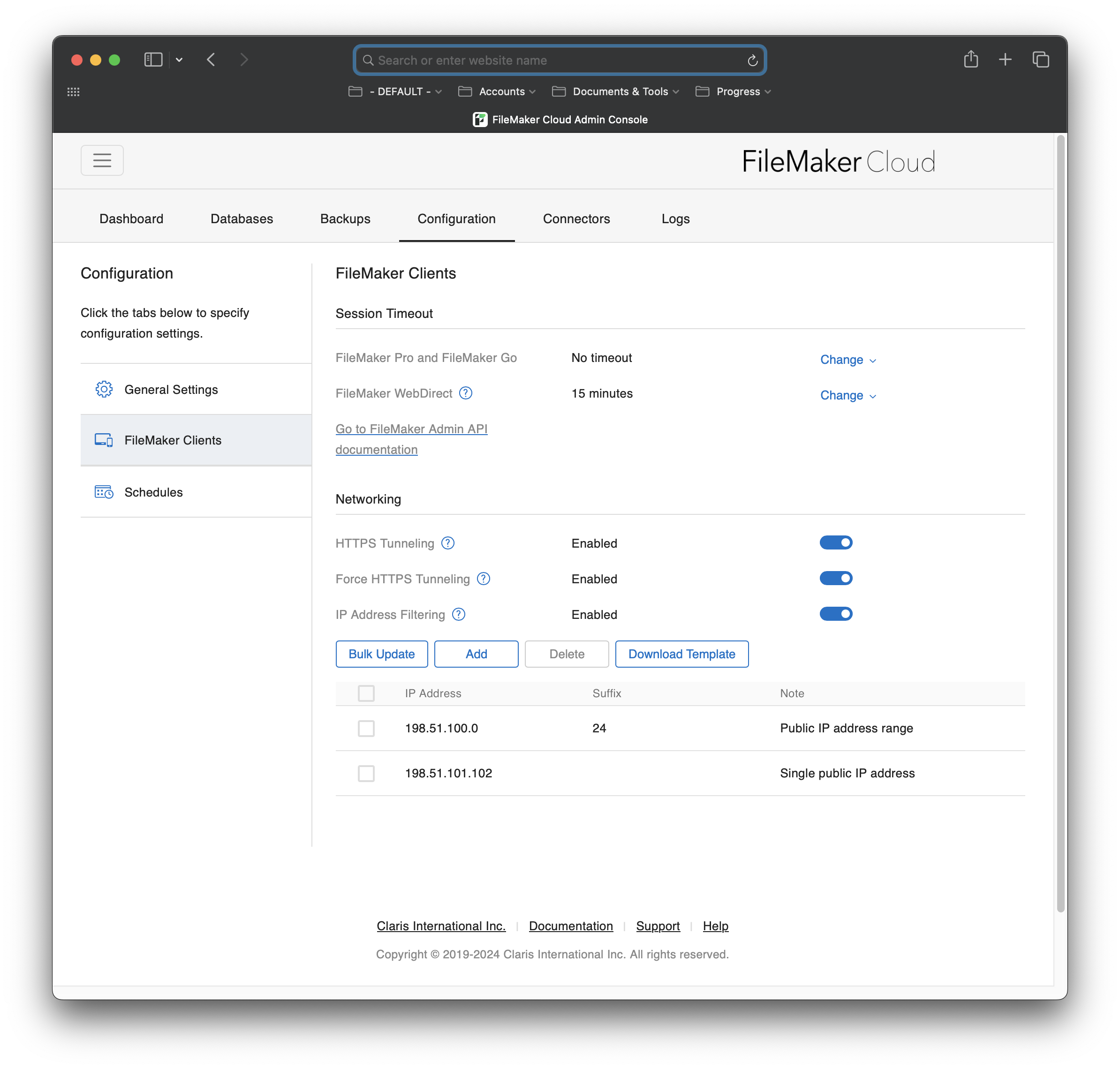 Client Ip Address Filtering Using IP address filtering with FileMaker Cloud