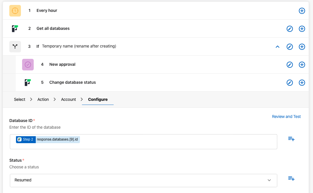 Claris Connect: FileMaker Admin API コネクタを使用してホストとデータベースを監視する